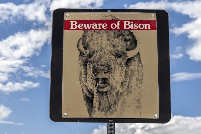 Bison-Schild im Badlands Nationalpark